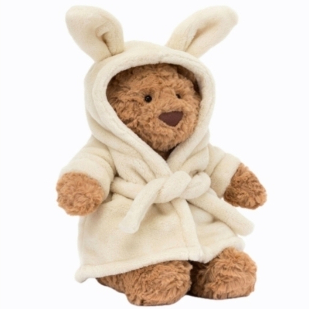 Jellycat Bartholomew Bathrobe Bear 10.2x4.7x3.1" & Plush BNWT Authentic